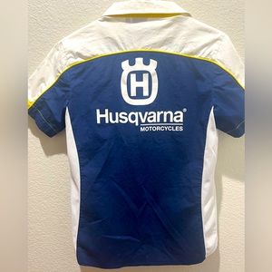 New Condition! Husqvarna Motorcycle Button Up Shirt